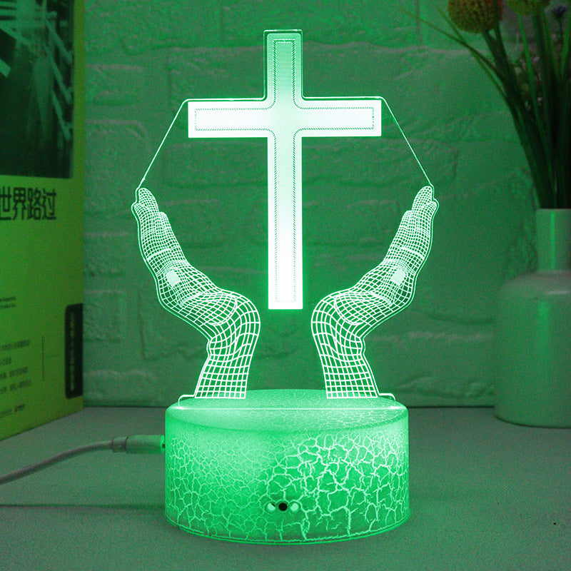 Cross 3D Small Night Lamp Colorful Touch LED Table Lamp Living Room Ambience Light